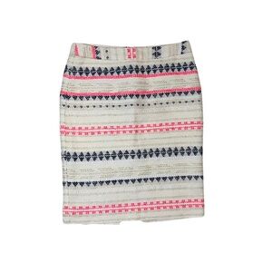 Trina Turk Cream and Pink Patterned Pencil Skirt